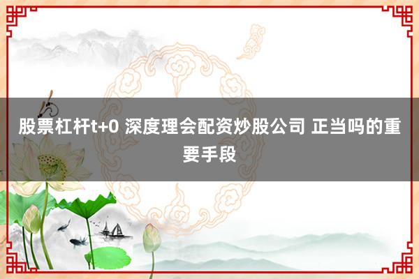 股票杠杆t+0 深度理会配资炒股公司 正当吗的重要手段