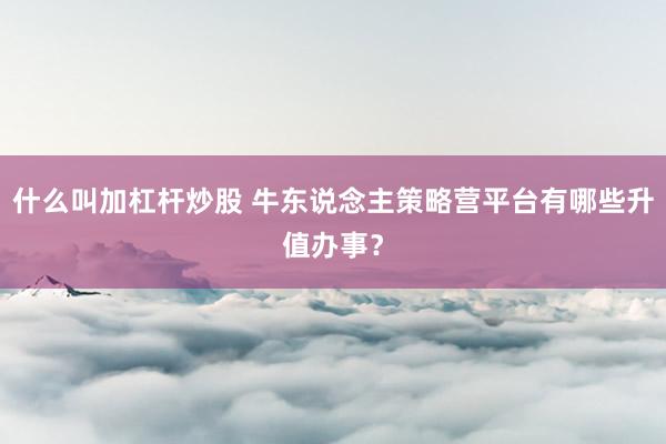 什么叫加杠杆炒股 牛东说念主策略营平台有哪些升值办事？