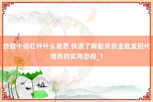 炒股十倍杠杆什么意思 快速了解配资资金批发招代理商的实用忽视_1