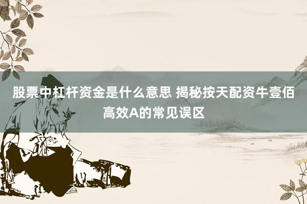 股票中杠杆资金是什么意思 揭秘按天配资牛壹佰高效A的常见误区