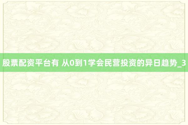 股票配资平台有 从0到1学会民营投资的异日趋势_3