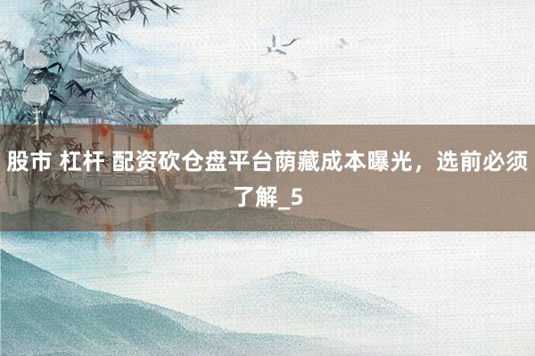 股市 杠杆 配资砍仓盘平台荫藏成本曝光，选前必须了解_5