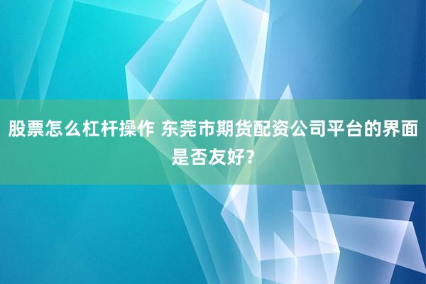 股票怎么杠杆操作 东莞市期货配资公司平台的界面是否友好？