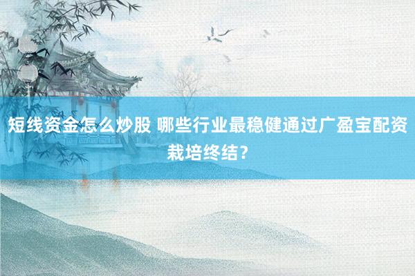 短线资金怎么炒股 哪些行业最稳健通过广盈宝配资栽培终结？