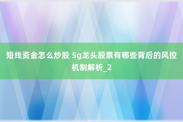 短线资金怎么炒股 5g龙头股票有哪些背后的风控机制解析_2
