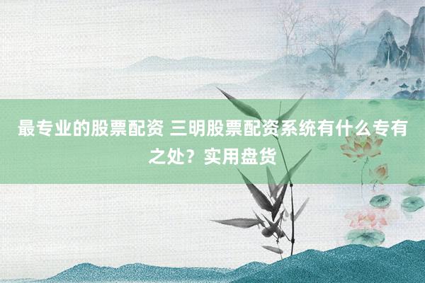 最专业的股票配资 三明股票配资系统有什么专有之处？实用盘货