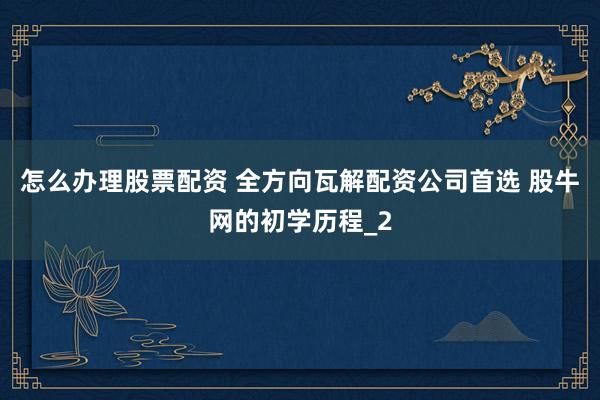 怎么办理股票配资 全方向瓦解配资公司首选 股牛网的初学历程_2