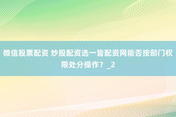 微信股票配资 炒股配资选一皆配资网能否按部门权限处分操作？_2